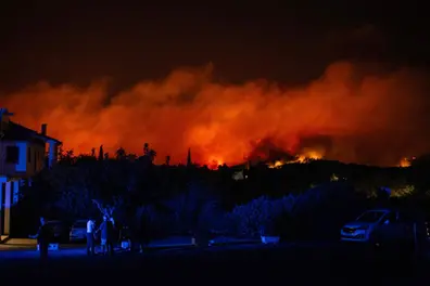 Wildfire near Athens advances fast: Forces evacuation, damages homes