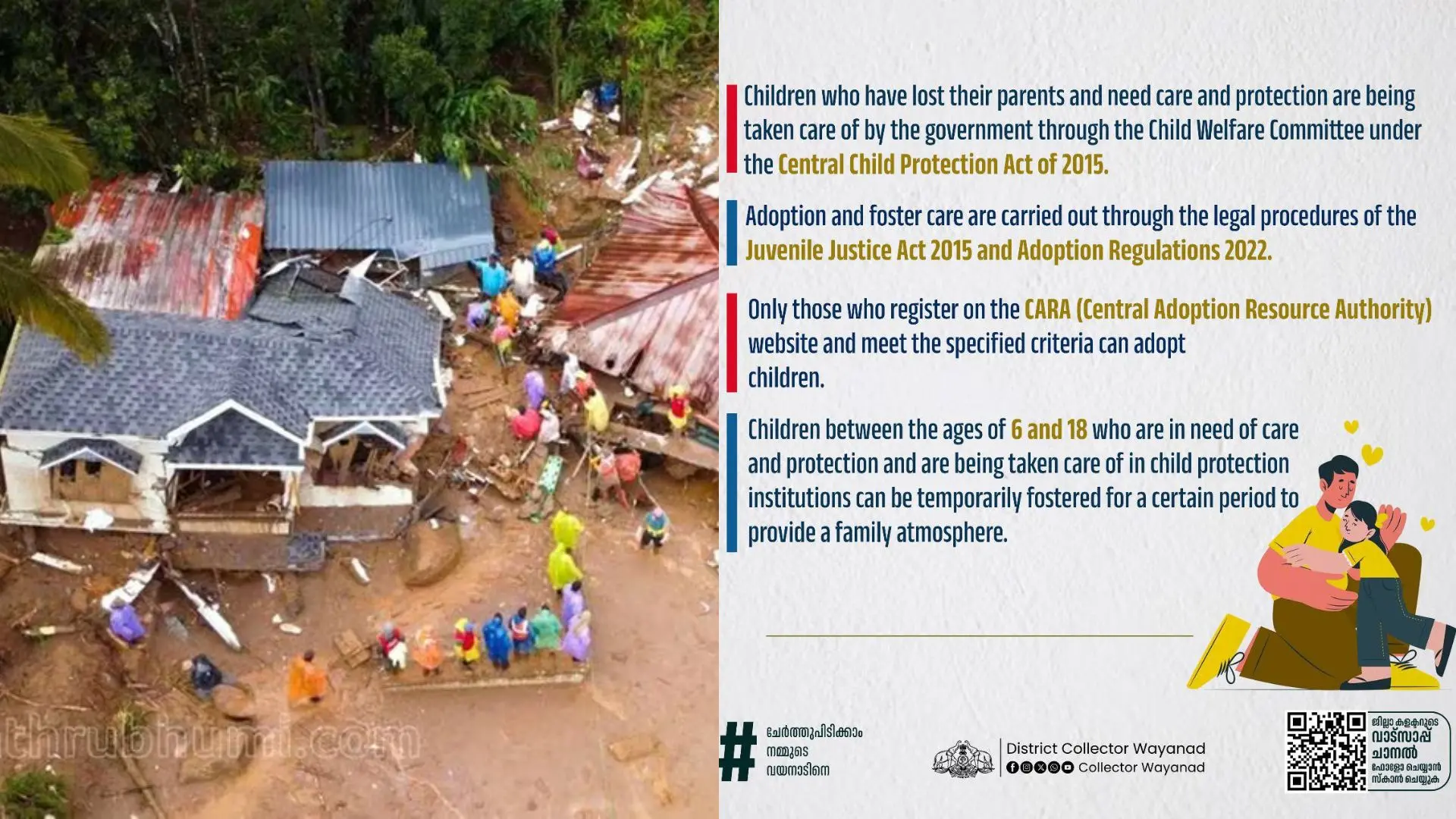 Procedures for adopting children orphaned by Wayanad landslides