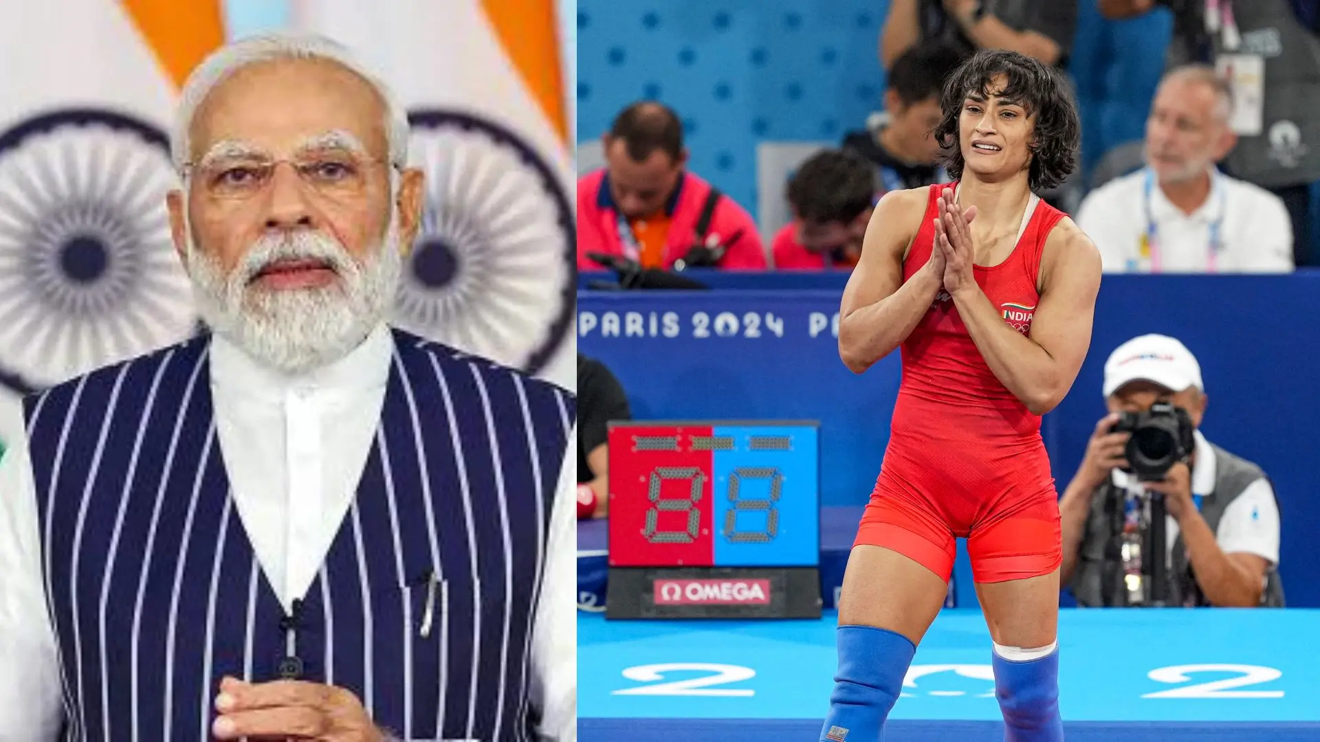 PM Narendra Modi, Vinesh Phogat | Photo: Canva