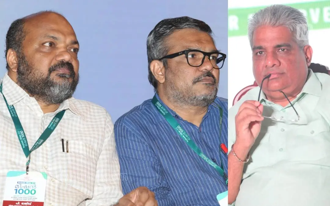 പി. രാജീവും എം.ബി. രാജേഷും, ഭൂപേന്ദര് യാദവ് | Photo: Mathrubhumi
