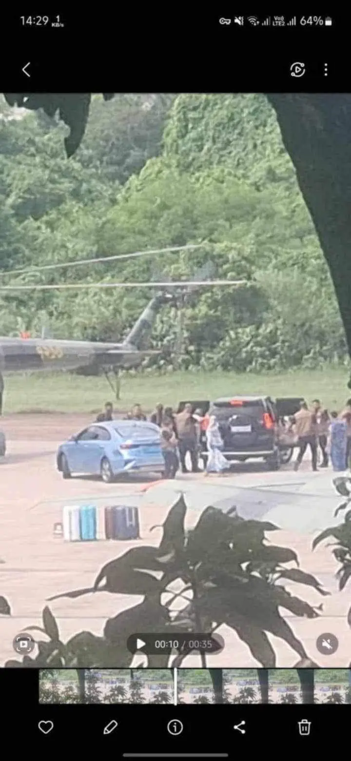 Sheikh Hasina boarding a helicopter in Dhaka ahead of leaving the country