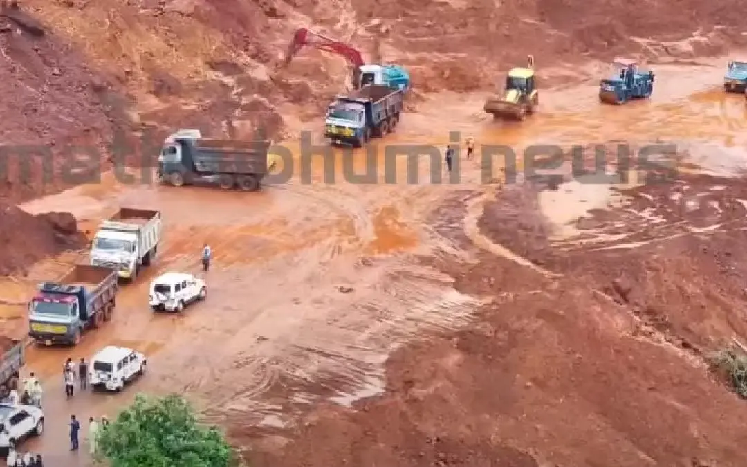 Search underway at Ankola to find missing lorry driver Arjun | Photo:screengrab/mathrubhumi news