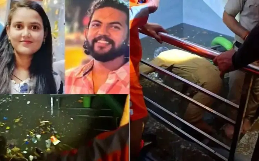 Visuals from the flooded basement of the civil services coaching centre in New Delhi, Inset: Nevin Dalvin and one of the victims of the tragedy| Photo: ANI, X/@perfectminz, (File photo)