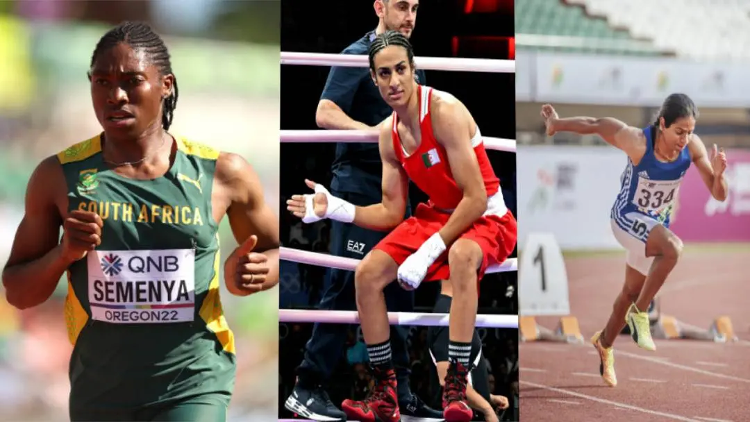 From (L) Caster Semenya, Imane Khelif and Dutee Chand. | Photo: Agencies