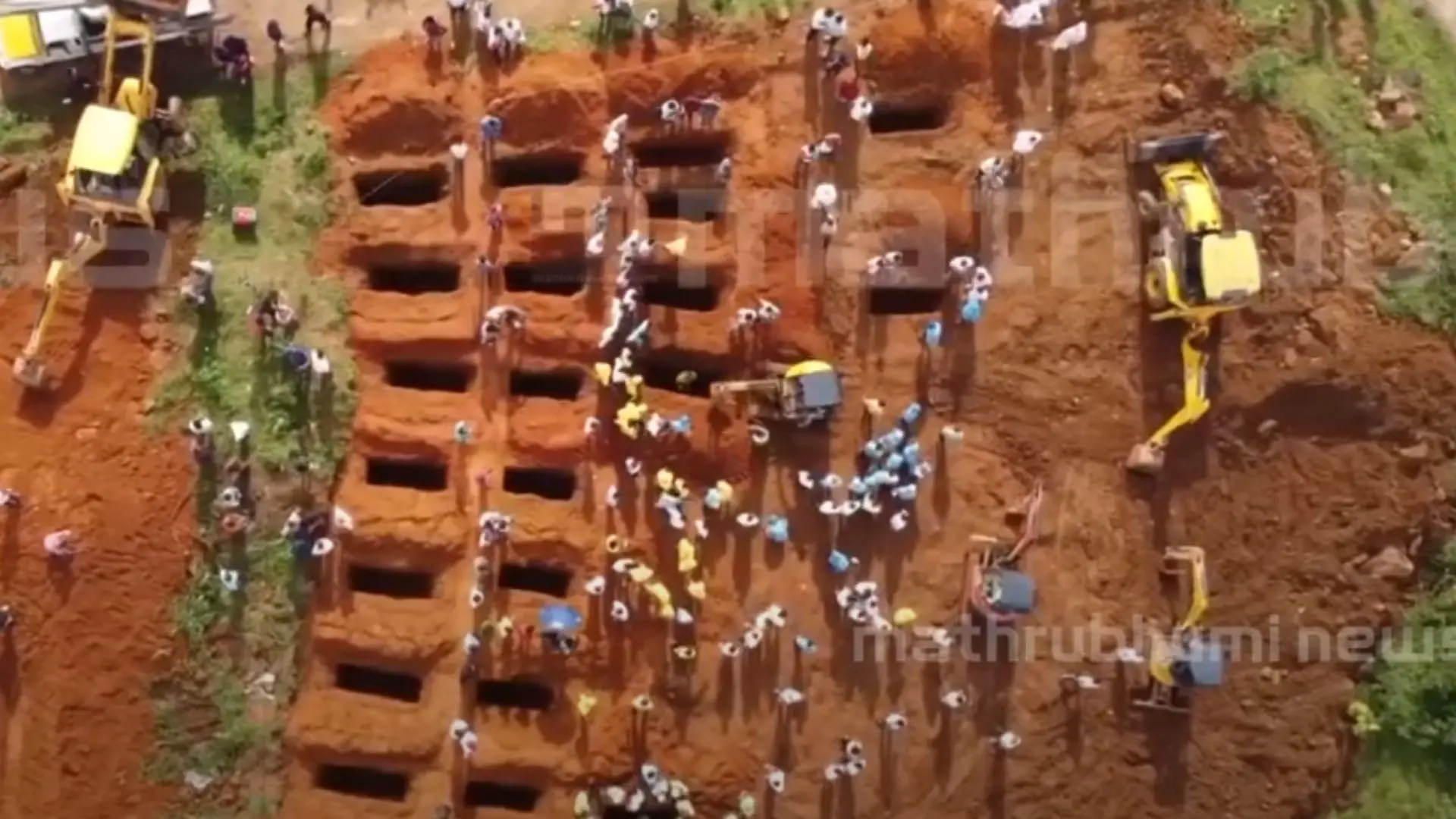 Mass graves to bury unidentified victims of Wayanad landslide disaster | Photo: Mathrubhumi tv/screengrab
