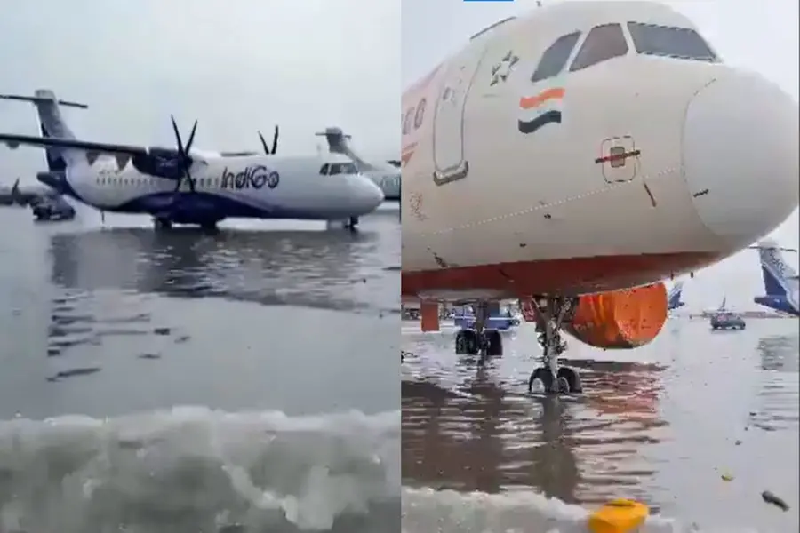 Video of aircraft parked on flooded Kolkata airport taxiway goes viral (WATCH)