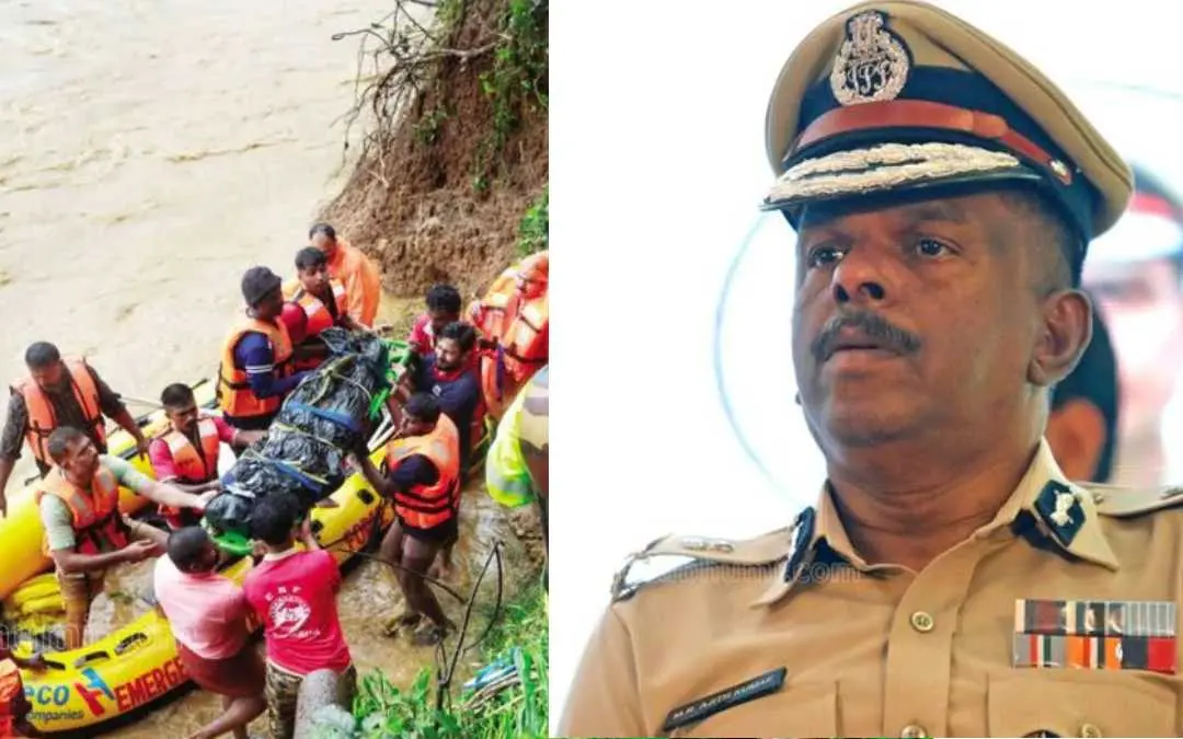 Bodies brought ashore (L) and ADGP M R Ajith Kumar (R)