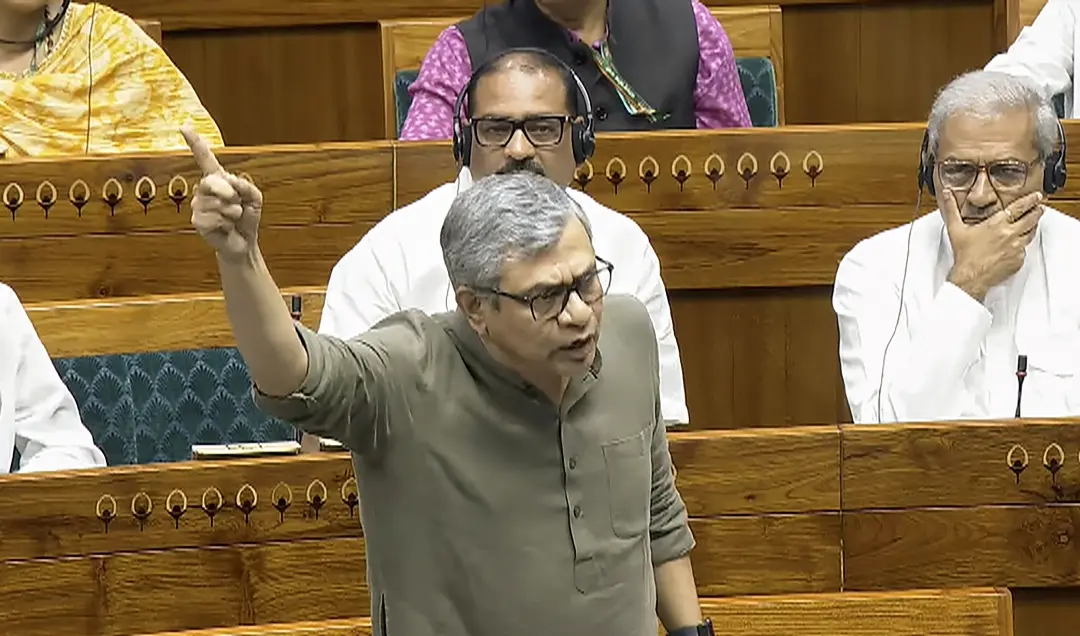 Union Railway Minister Ashwini Vaishnaw speaks in the Lok Sabha during the Monsoon session of Parliament, in New Delhi.