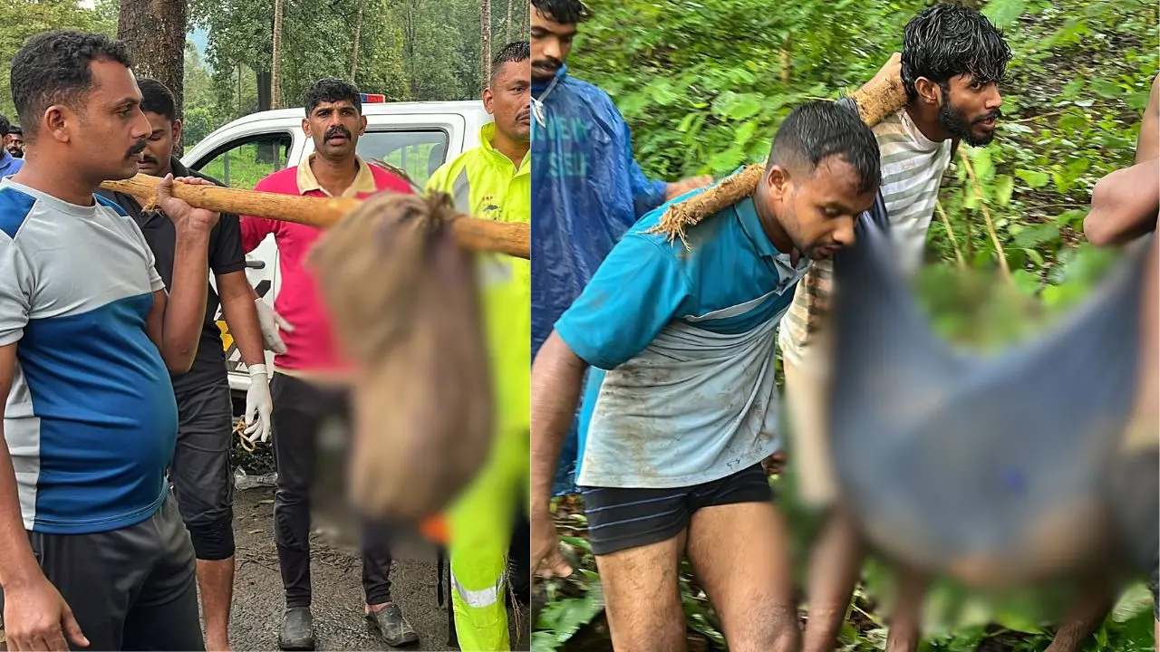 locals and rescue force carrying bodies and body parts of victims in sacks and mundu | Photo: Mathrubhumi