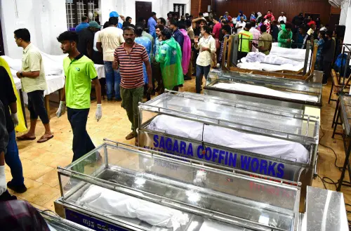 The bodies of landslide victims kept in a hospital in Wayanad district. | | Photo: PTI