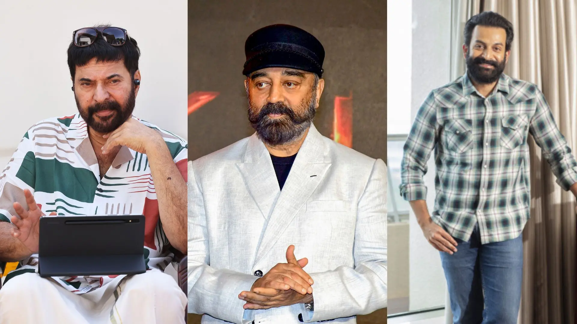 Mammootty, Kamal Haasan, Prithviraj Sukumaran | File Photo : MBI
