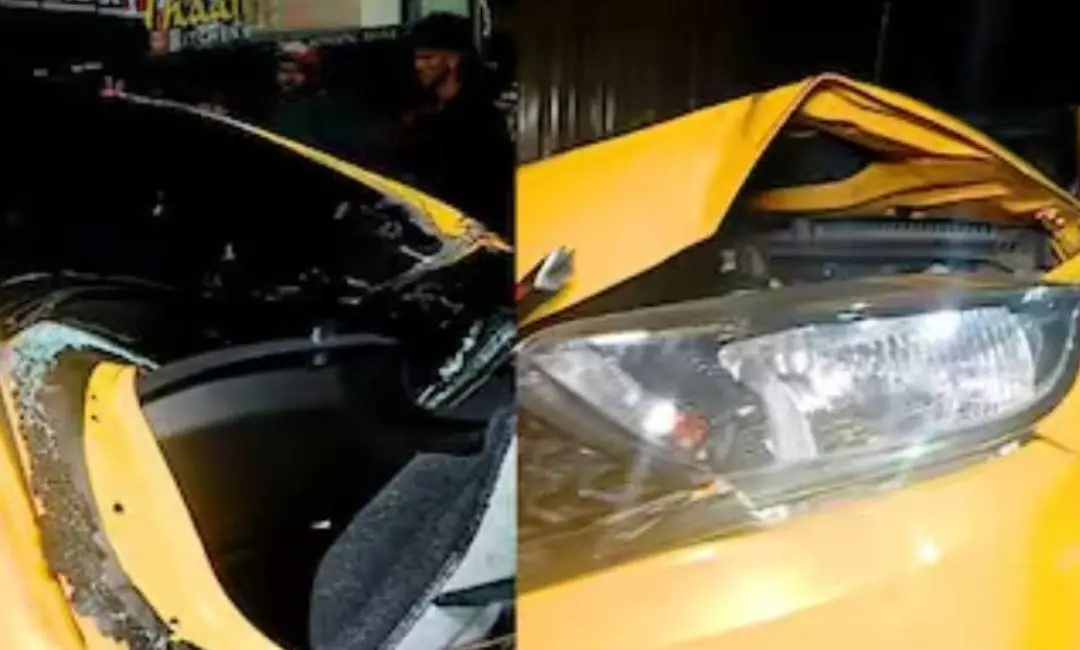 Car involved in the accident where Arjun Ashokan, Mathew Thomas, and Sangeeth Prathap were injured