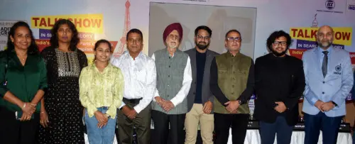 Professional chess player Pravin Thipsay with Gymnast Dipa Karmakar, former hockey player Gurbux Singh and others light the lamp at a talk show 'India's prospects in Paris 2024 Olympics with Former Olympians', in Kolkata on Friday | Photo: ANI