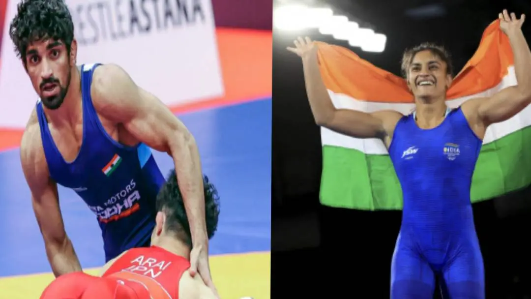 From (L) Aman Sherawat and Vinesh Phogat. | Photo: Agencies