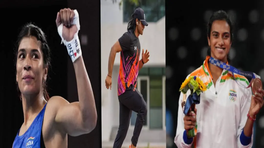 From (L) Nikhat Zareen, Neeraj Chopra and P V Sindhu | Photo: Agencies