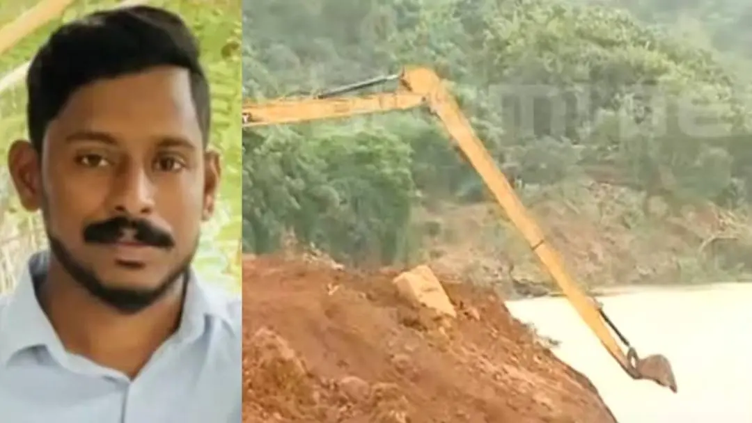 Arjun, visual from the landslide site | Photo: Screengrab/ Mathrubhumi News