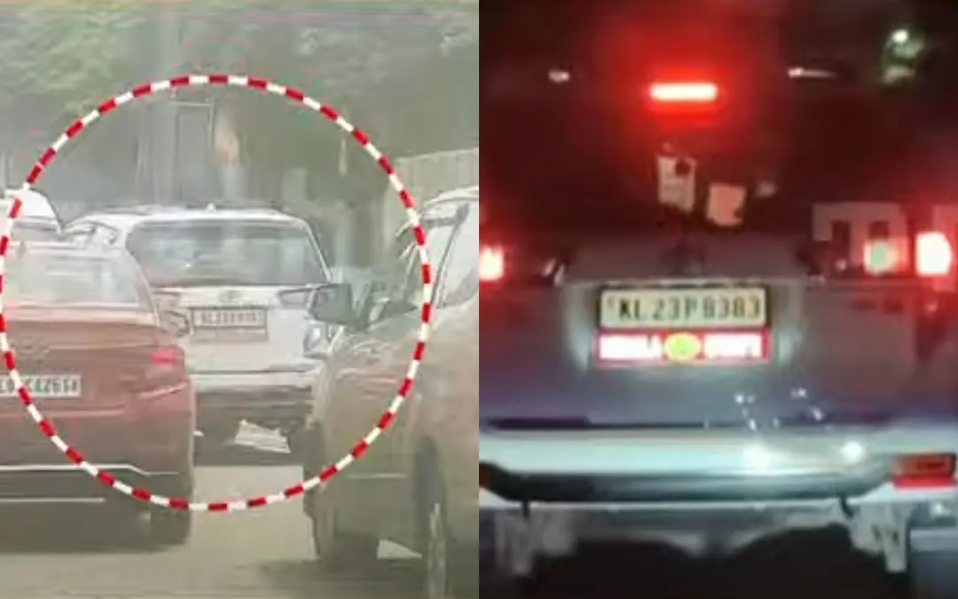 The Innova car with illegal installations of government board and flash light | Photo: Screen grab/ Mathrubhumi News