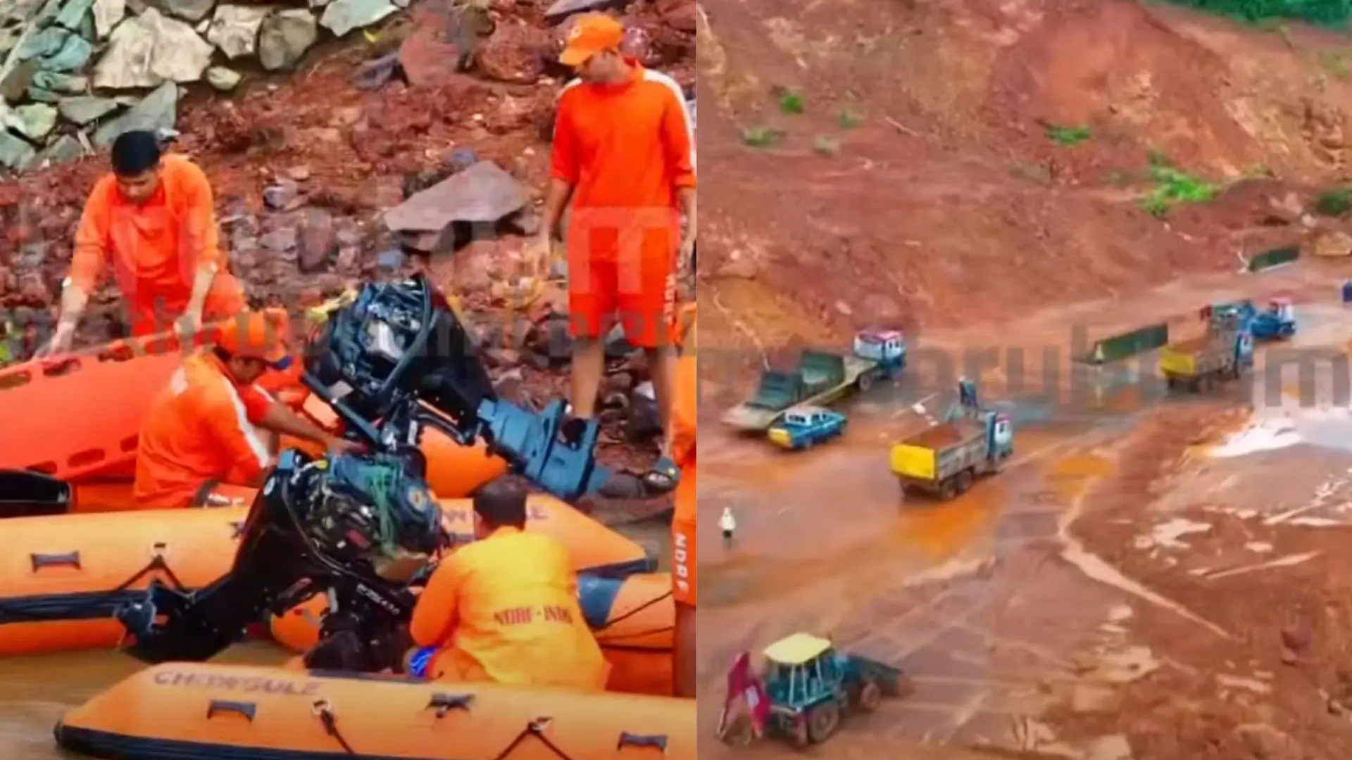 Search for missing lorry driver, Arjun, continues in Gangavali river | Photo: screengrab/mathrubhumi news