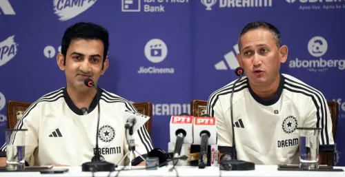 Indian men's cricket team head coach Gautam Gambhir and BCCI Chief selector Ajit Agarkar during a press conference ahead of the team's Sri Lanka tour, in Mumbai | Photo: PTI