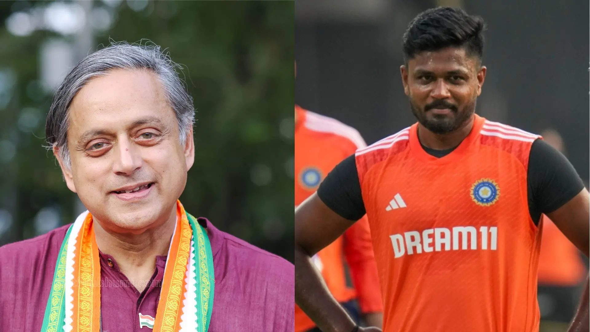 Shashi Tharoor & Sanju Samson | Photo: Mathrubhumi