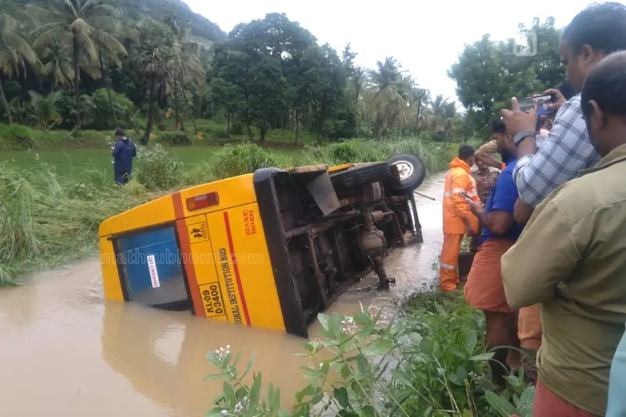 School bus overturns into canal in Palakkad; Students sustain minor injuries