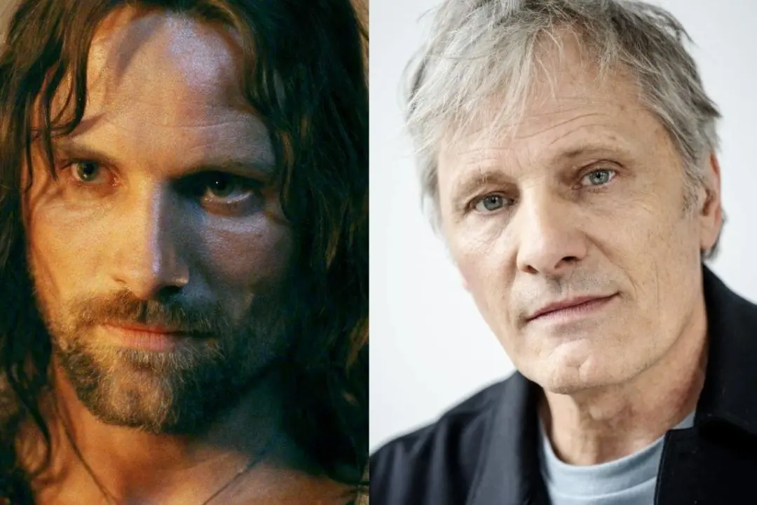 Mortensen in LOTR, a recent photograph of Mortensen