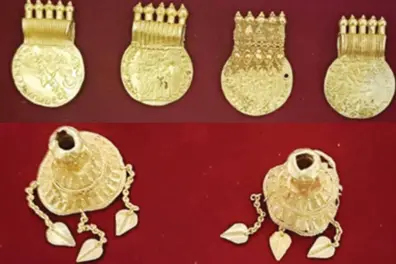 Buried treasure: Items recovered from Kerala village include Venetian 'Kasumala' and 'Kannur Panam'