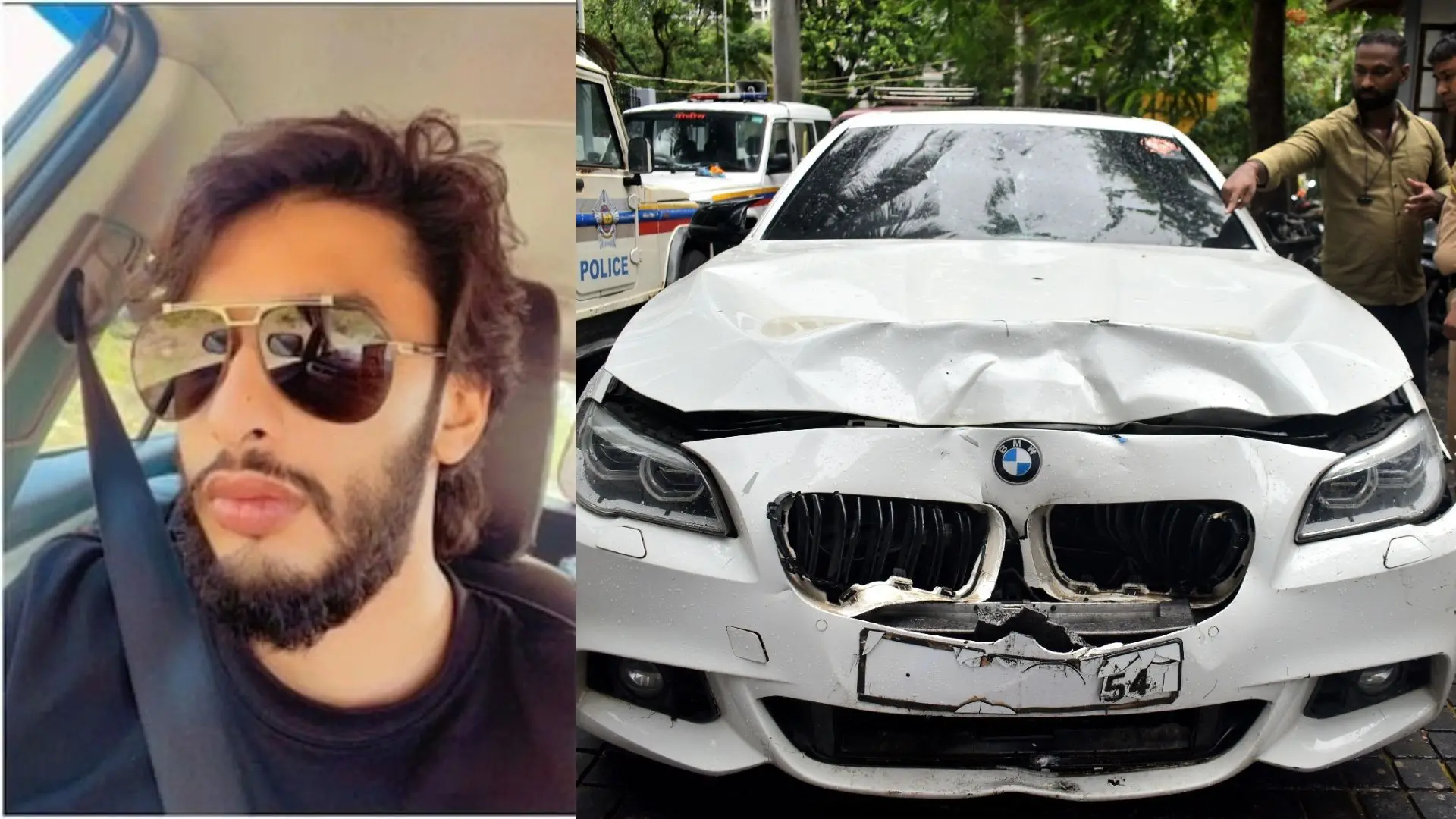 Mihir Shah, Police inspect the BMW car that ran over two people in Mumbai | Photo: IANS