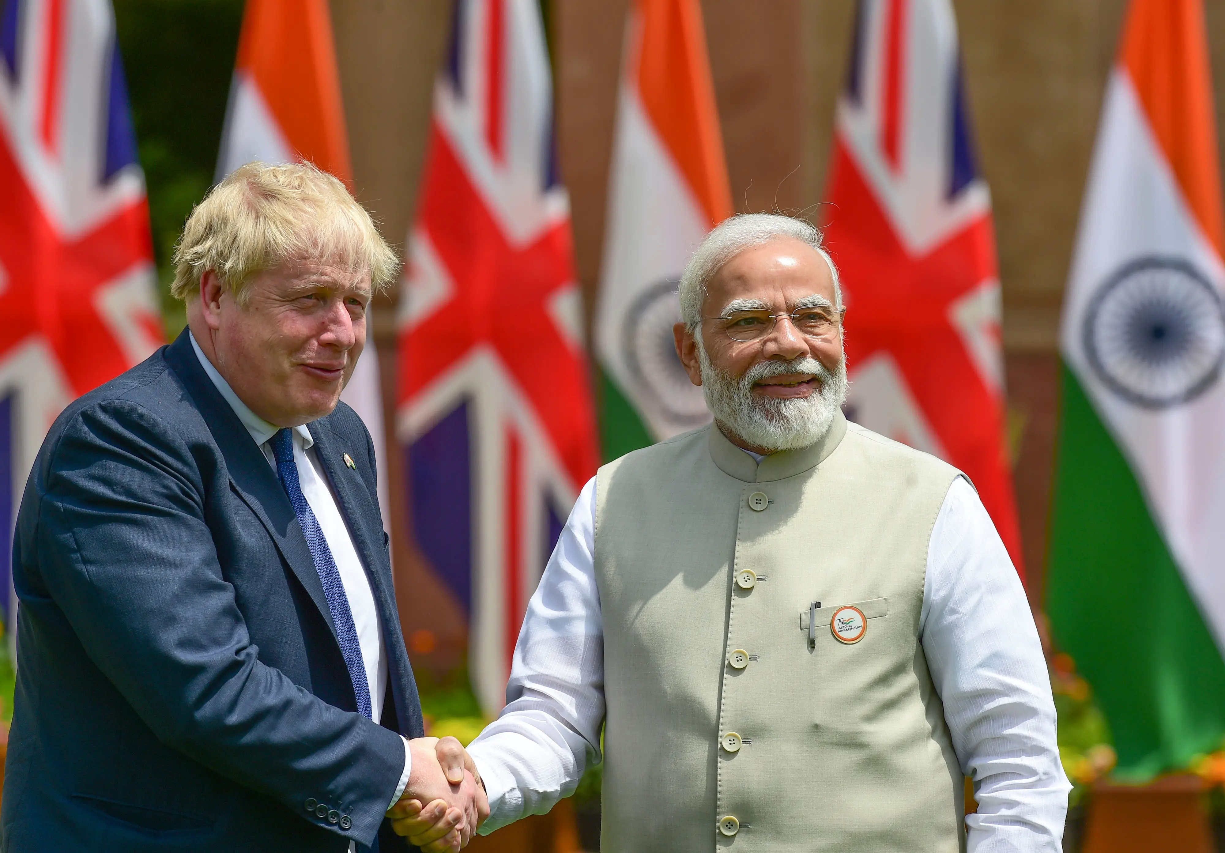 Prime Minister Narendra Modi and British Prime Minister Boris Johnson . Photo: PTI/File