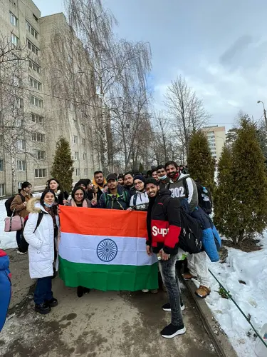 Indian Students, stranded in war-torn Ukraine, on their way to Poltava from Sumy on Tuesday | ANI Photo
