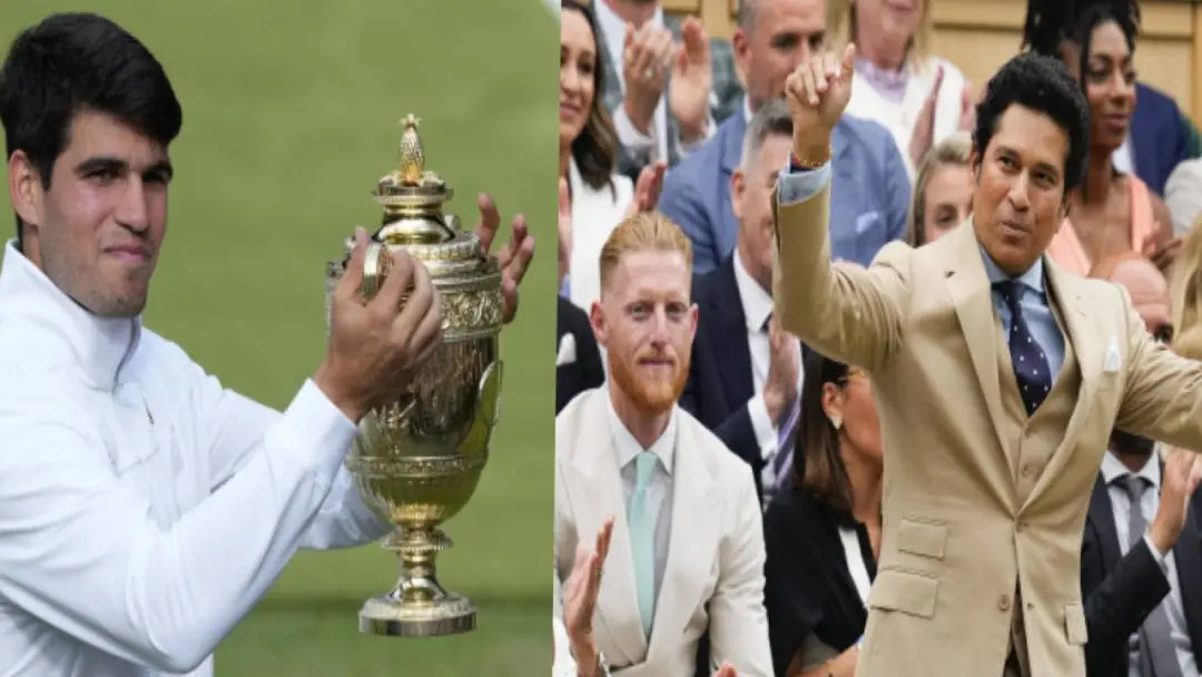 From (L) Carlos Alcaraz and Sachin Tendulkar | Photo: Agencies
