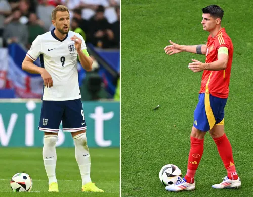 Harry Kane (L) and Alvaro Morata at Euro 2024 | Photo: AFP