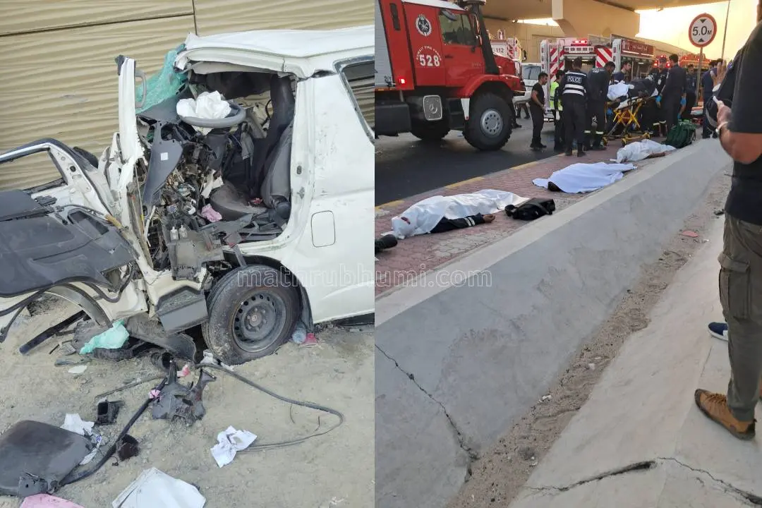 The vehicle involved in the accident in Kuwait