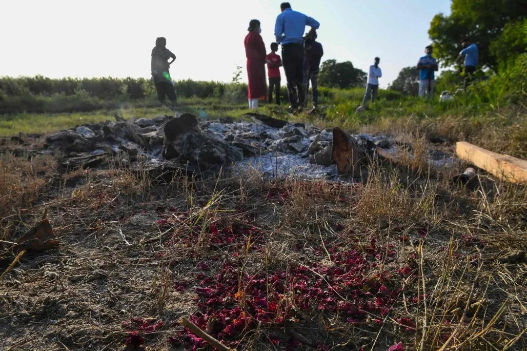 The place where body of the gang rape victim in Hathras was cremated | Photo: AFP