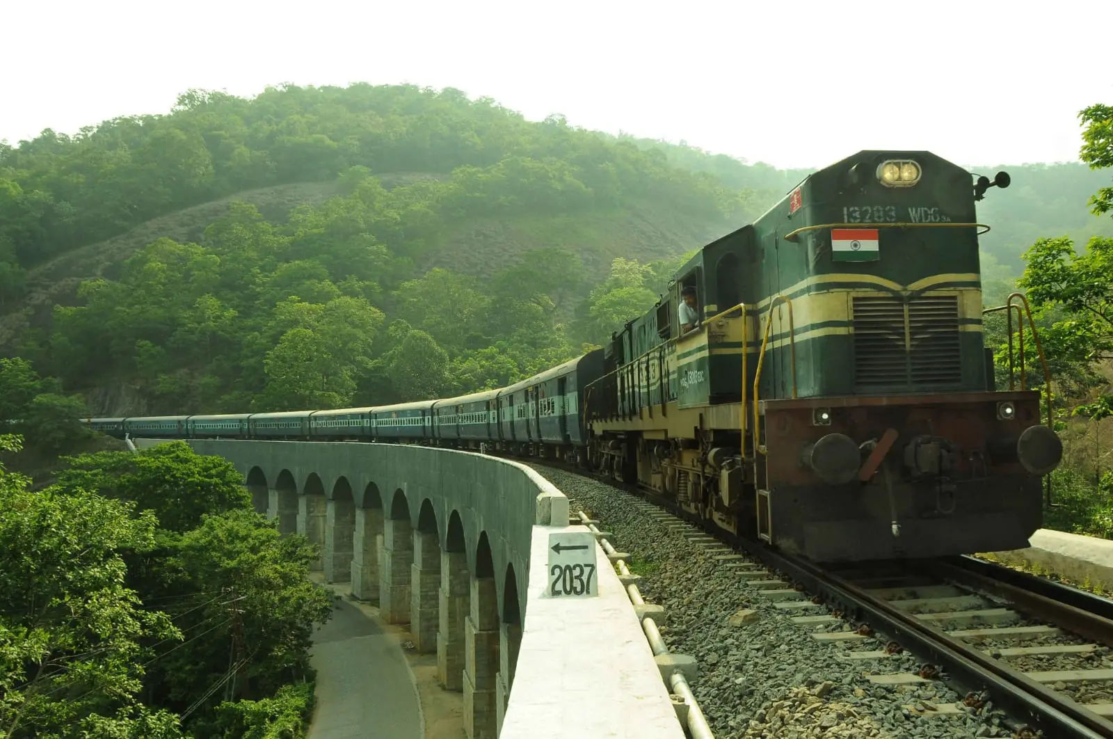The majestic 13 Arch Bridge along the Punalur-Sengottai Railway line