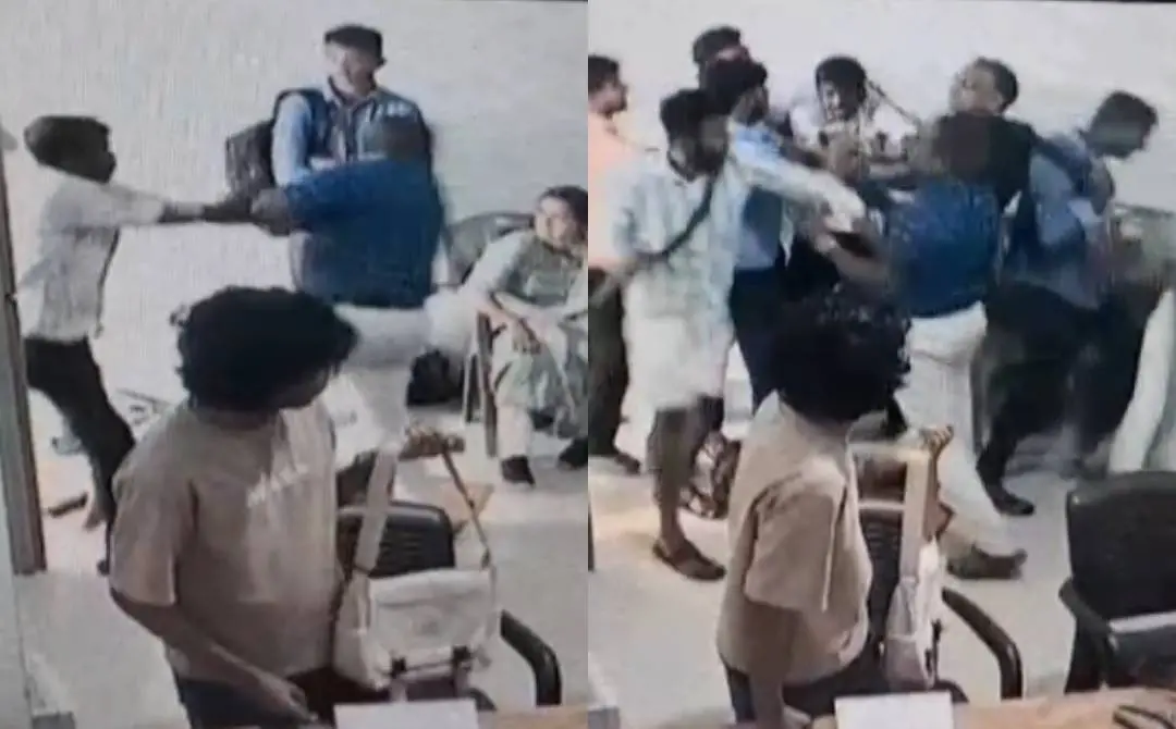 CCTV visuals of the SFI activists manhandling College Principal