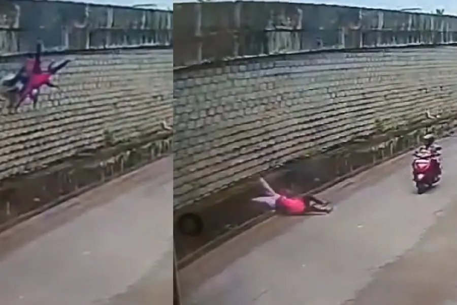 Tragic death for woman after scooter rides off flyover in Thiruvananthapuram | Watch video