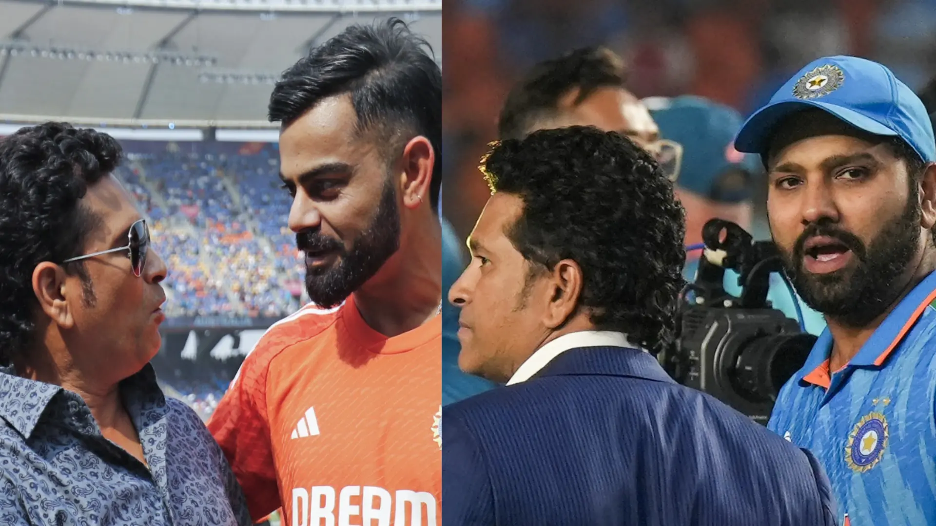Rohit Sharma, Virat Kohli with Sachin Tendulkar | ANI/PTI