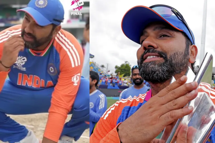 'One for the memories' : Rohit Sharma eats sand from pitch after India's T20 WC win | Watch Video