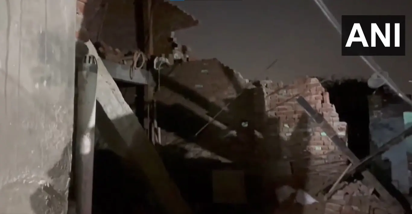 Wall collapses at Greater Noida | Photo: Screengrab of X\ ANI