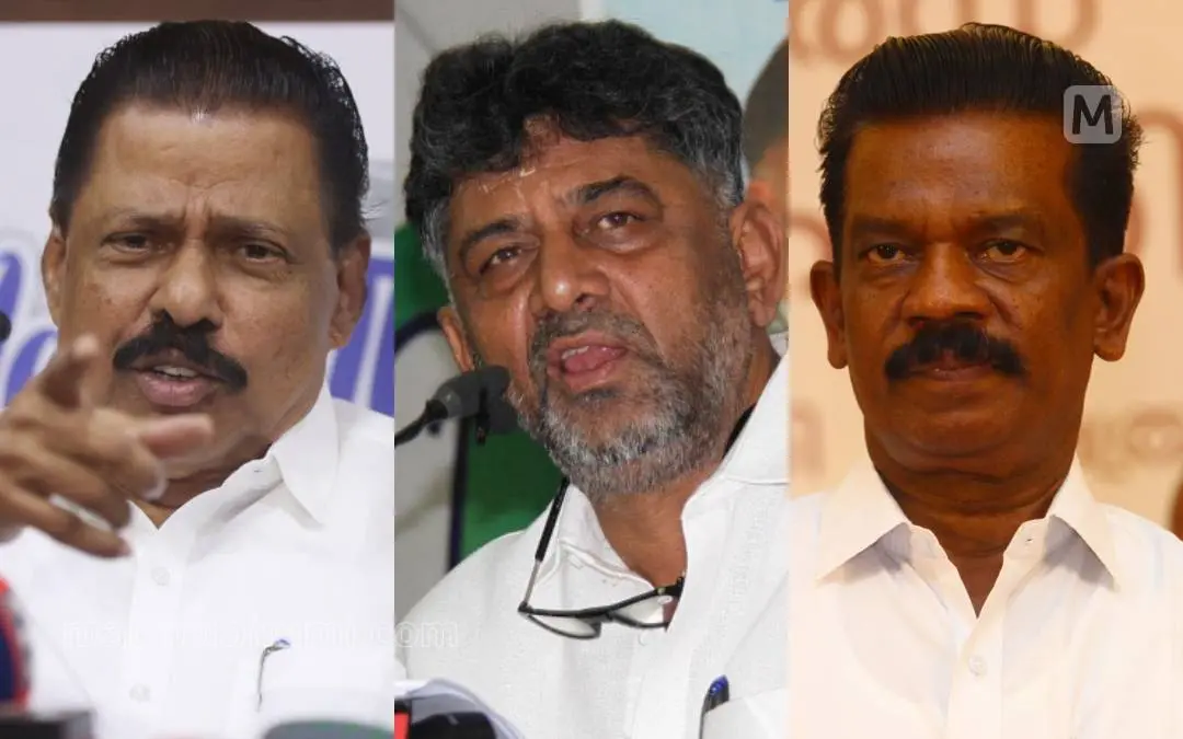 എം.വി. ഗോവിന്ദന്, ഡി.കെ. ശിവകുമാര്, കെ. രാധാകൃഷ്ണന് | Photo: Mathrubhumi, Pics4news