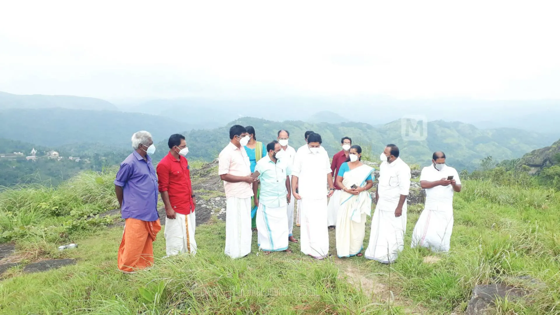 Minister Roshy Augustine, Kamakshi panchayat president and members at Parunthumpara