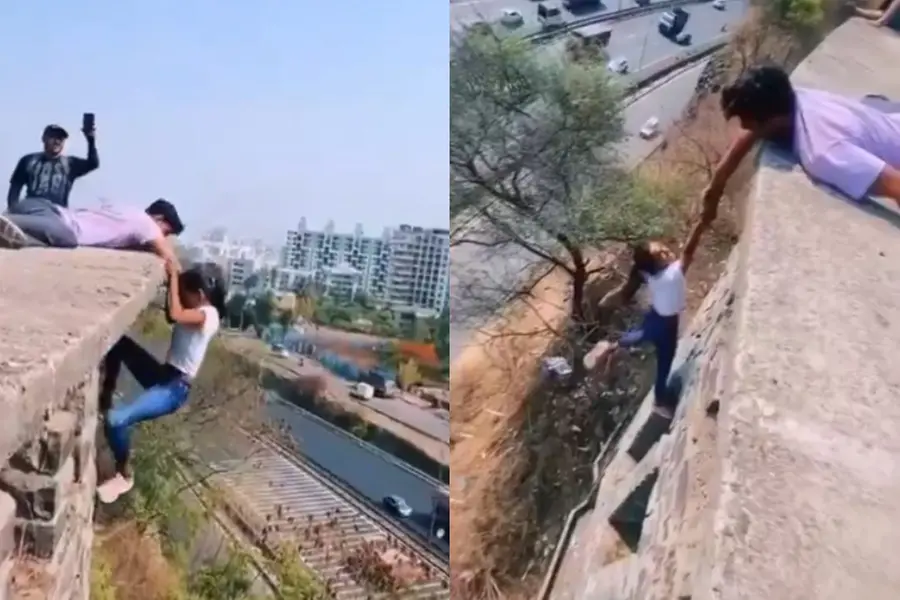 Girl dangles mid-air for viral video in Pune, lands in police custody