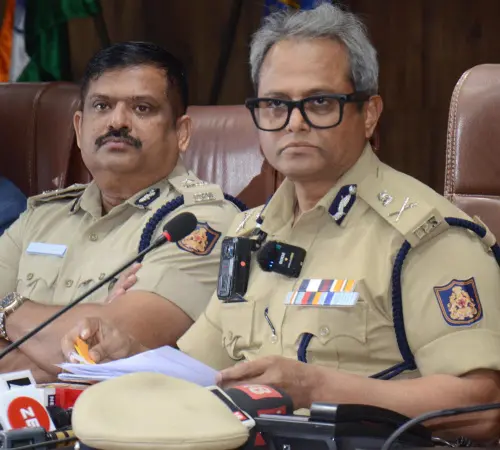 Bengaluru City Police Commissioner Dayananda B addressing a press conference at Police Commissioner office, in Bengaluru