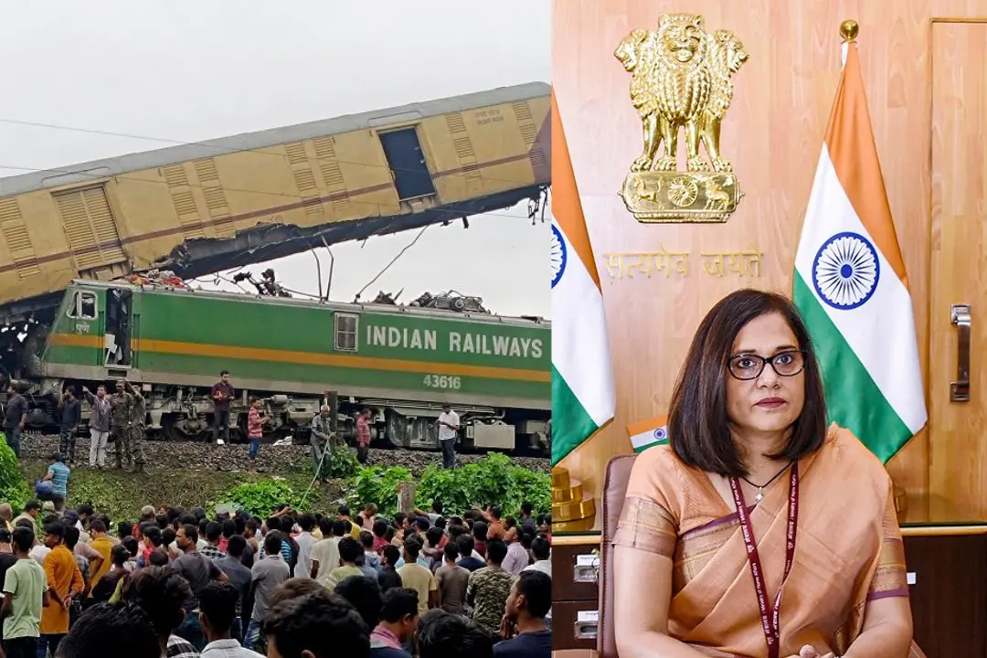 Onlookers watch as rescuers work after a cargo train rammed into Kanchanjunga Express-Chairperson and CEO of Railway Board Jaya Verma Sinha | Photos: PTI
