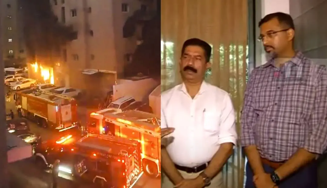The site of fire in Kuwait, Shibi Abraham, Eappen | Photo: PTI, Screengrab