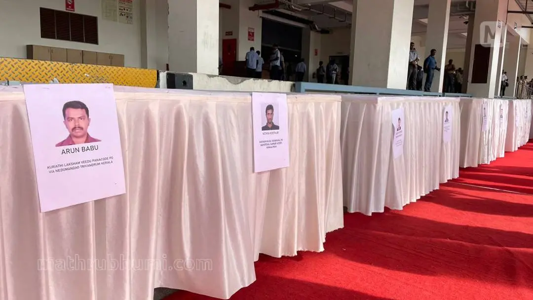 Tables arranged at the Cochin airport for keeping the dead bodies of the Kuwait accident victims. l Photo: MBI