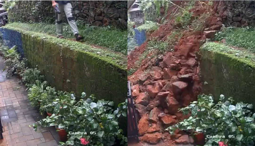 Scenes from the spot where the wall collapsed