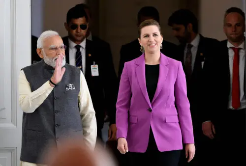 From (R) Mette Frederiksen and Narendra Modi. l File Photo: AFP