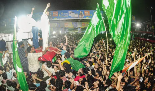 Shafi Parambil's victory procession in Vadakara | Fie Photo: Mathrubhumi